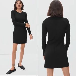 EVERLANE Ribbed Long Sleeve Mini Dress Round Neck Long Sleeve Size Medium NEW